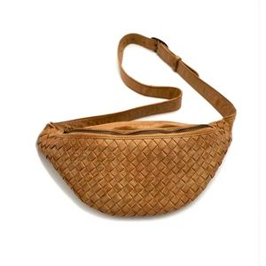 NWT Cut N Paste Woven Leather Belt Bag Fanny Pack